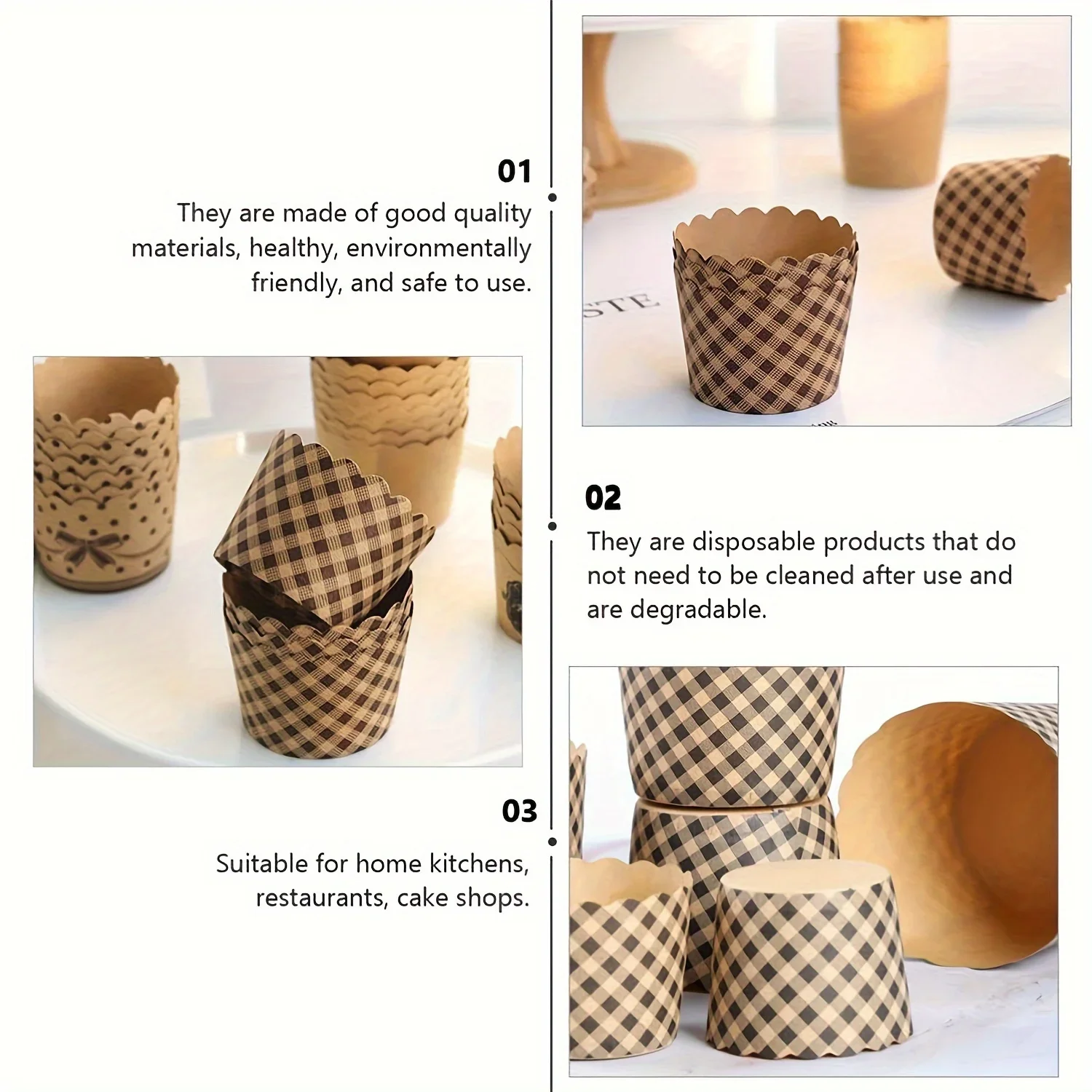 100 Pcs brown kraft paper pancake cups oil resistant, suitable for cakes and pancakes ,weddings, birthdays, festivals