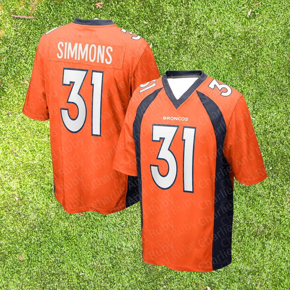 Jersey No.3/31/49 Alex Singleton Justin Simmons Russell Wilson Denver Broncos gioco giocatore in pensione Jersey moda abbigliamento retrò