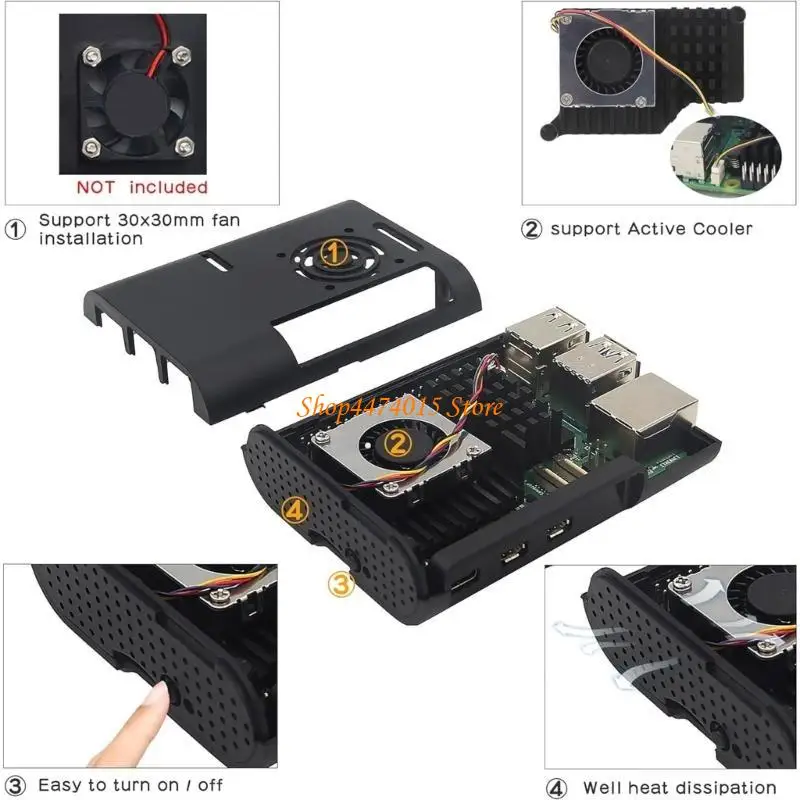 

Кейс охлаждения K1AA для RaspberryPi5 RPI5 8 ГБ/4 ГБ/2 ГБ/1 ГБ Легкий доступ ко всем портам
