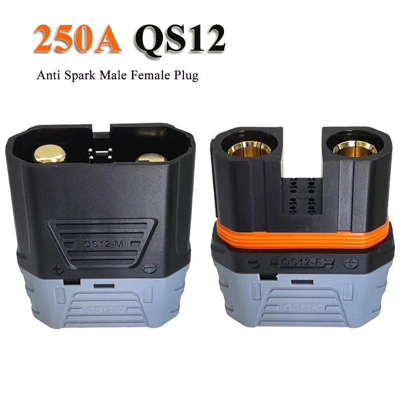 Anti-spark QS12 250A Lithium Battery Connector High Current Heavy Duty Power Male Female Plug Adapter for Aircraft Model Car Sta