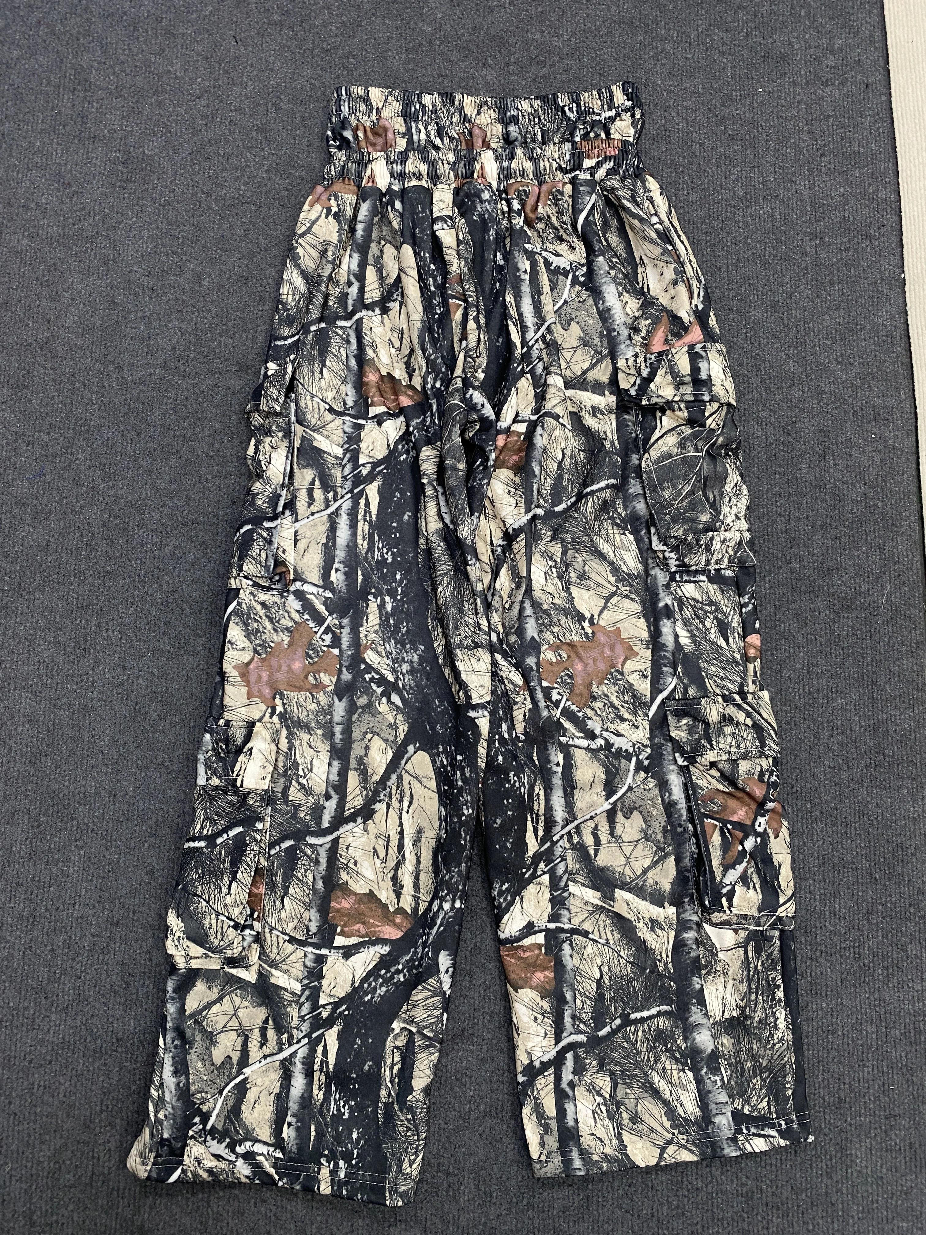 2025 American Retro Street Workwear, Double Waist Pants, Loose Wide Leg Pants With Camouflage Stripes For Heavy Industry