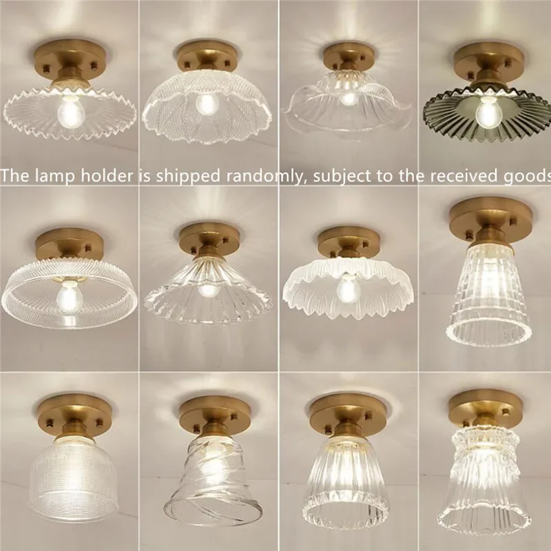 Nordic Glass Ceiling lamp Retro Loft Vintage Ceiling Light Russia Dining Room Modern corridor copper E27 Ceiling Glass Lampshade