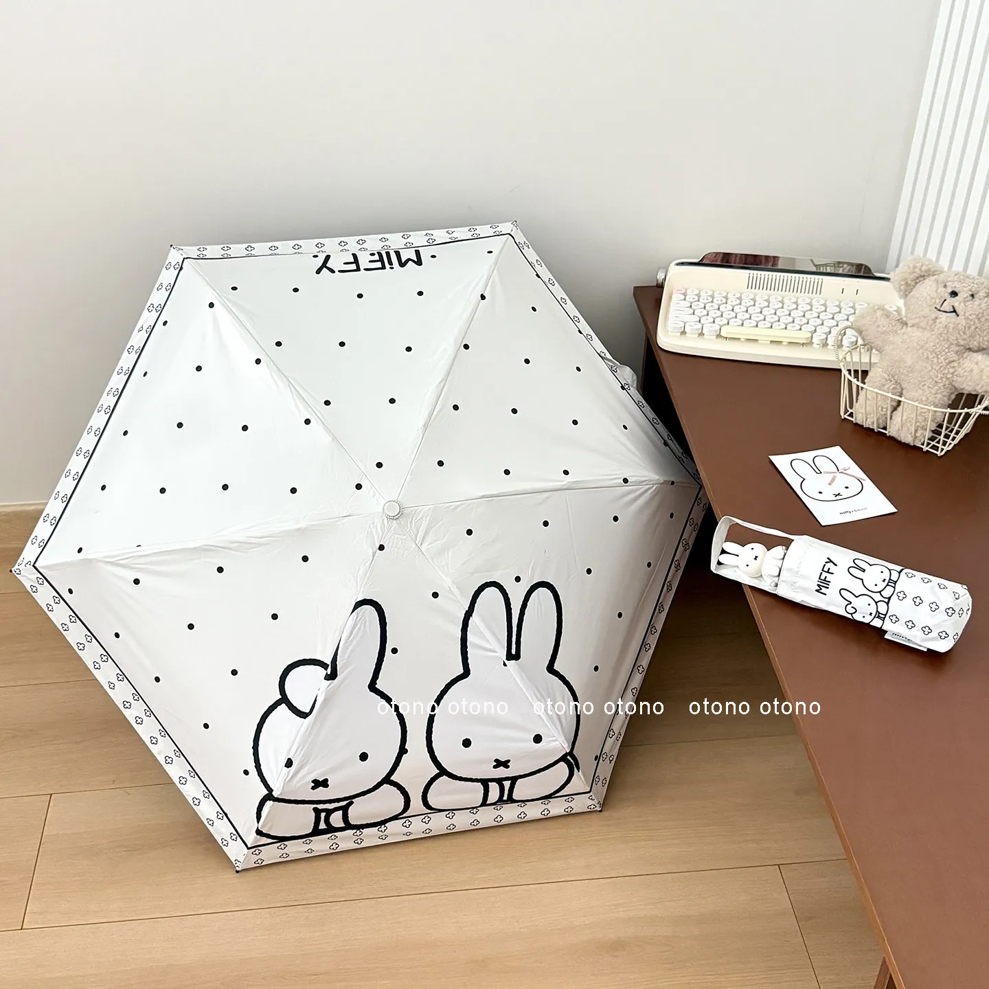 Genuine Miffy Five Folding Umbrella Cute Girly Dual Use Rain Sun