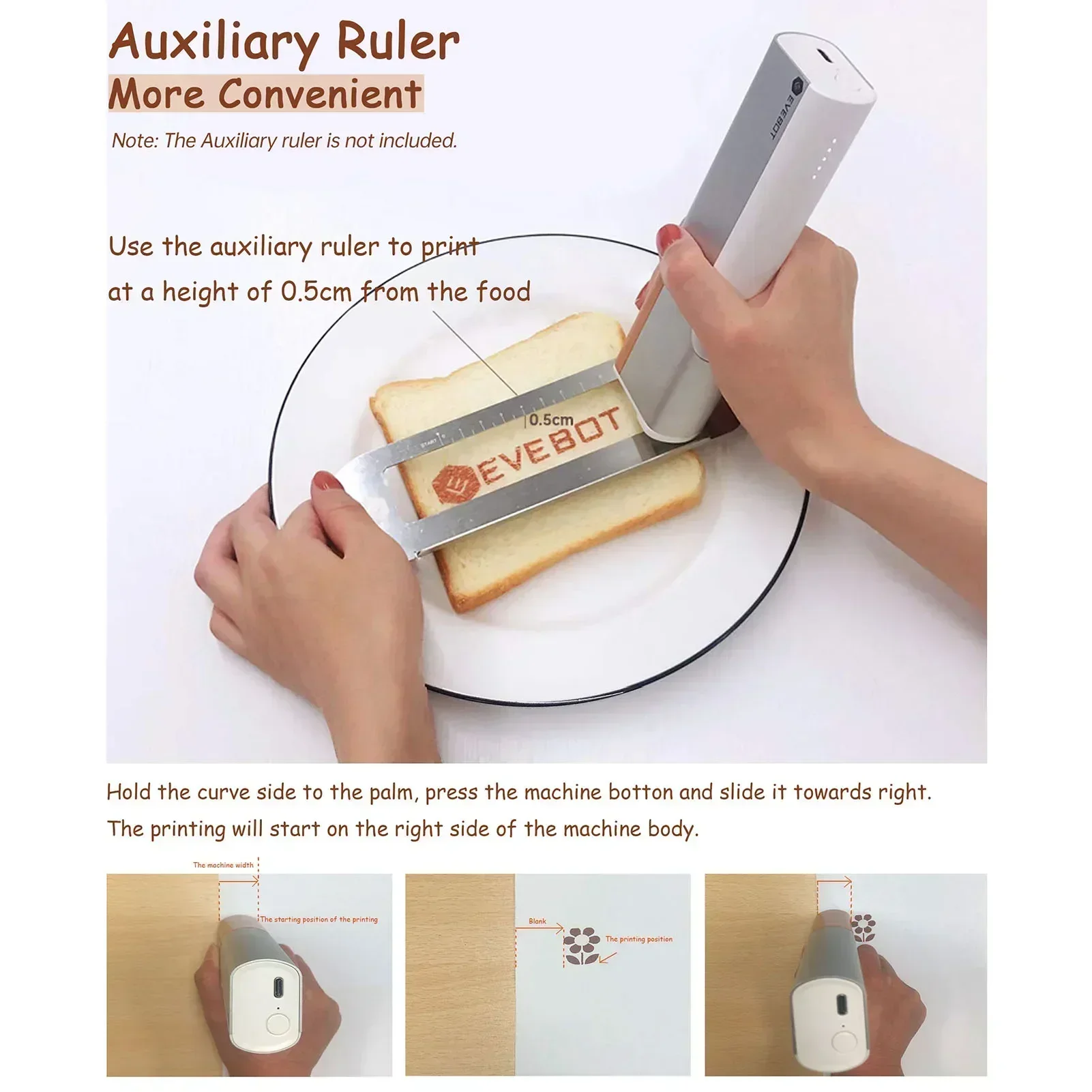   طابعة طعام محمولة باليد من Printpen، نفث حبر فني صغير للقهوة لاتيه لتصميم أنماط DIY BT لاسلكي للمطاعم