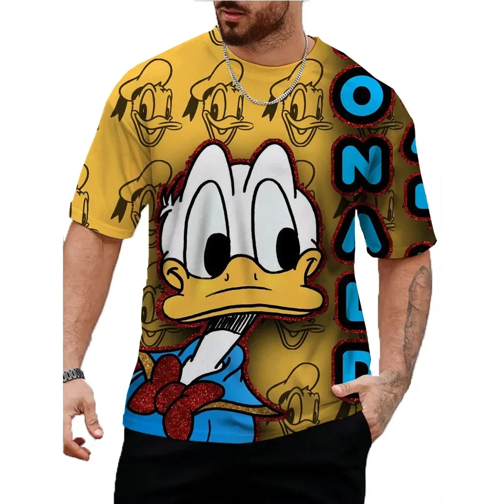 Disney Summer Men's Cute Donald Duck T-shirt Cartoon Top T-shirt Men's And Women's Fun Short Sleeve Clothing Casual Street Wear