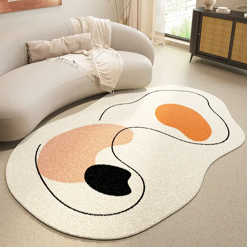 Cream Style Special-Shaped Carpet Abstract Art Living Room Carpet Simple High-End Decorative Machine Washable Cloakroom Rugs 양탄자