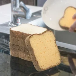 Cute Bread Sponges Set for Kitchen Smile Toast Dish Washing Sponge Kit Pot Wash Cleaner Scouring Pads Cleaning Cloth Magic Clean