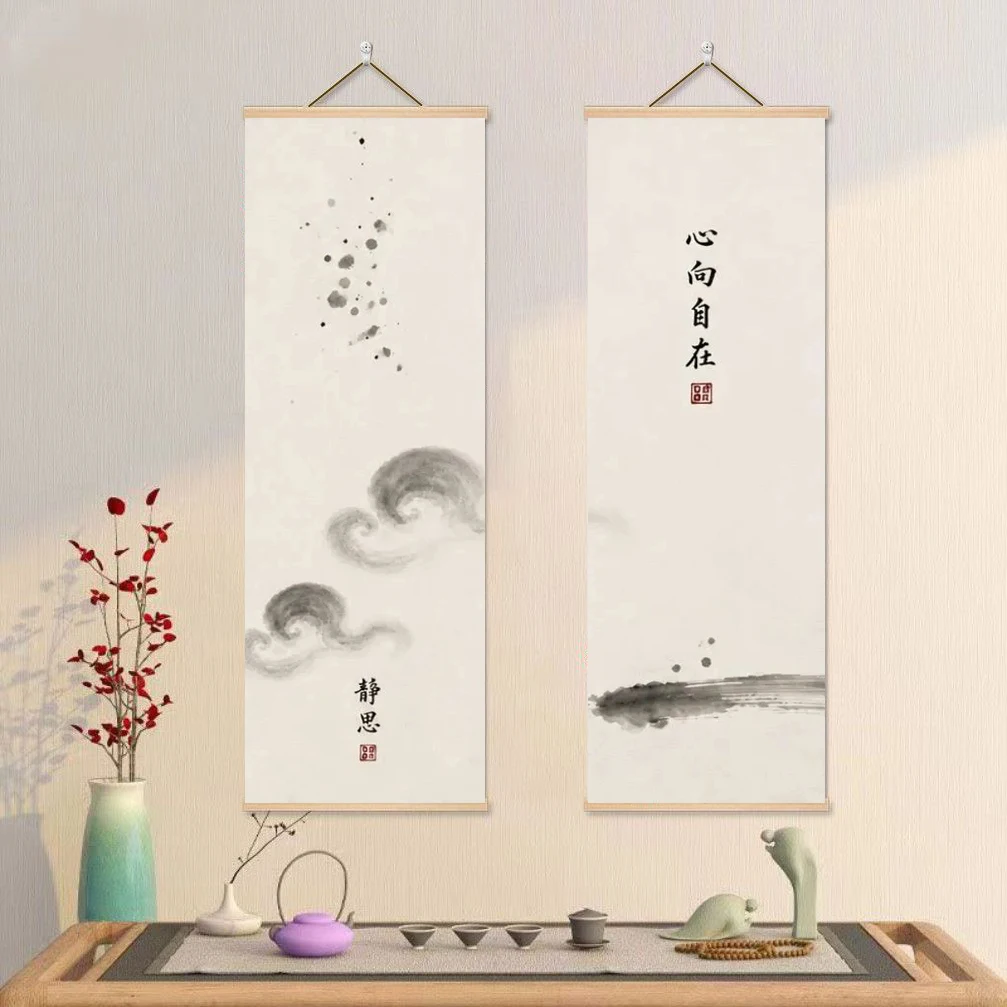 New Chinese Zen style ink calligraphy hanging paintings, decorative wall backgrounds in study rooms and tea rooms