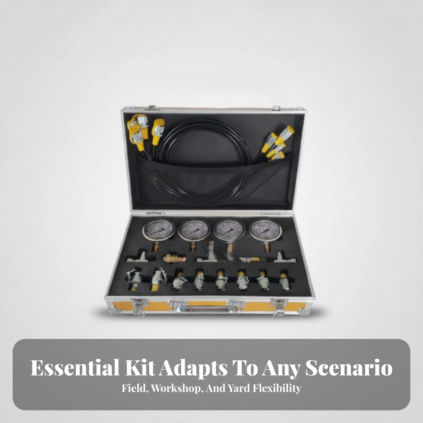Hydraulic Pressure Test Kit Sturdy Hydraulic Pressure Gauge Test Kit Long-Lasting Compact for Technicians, Loader Diagnostics
