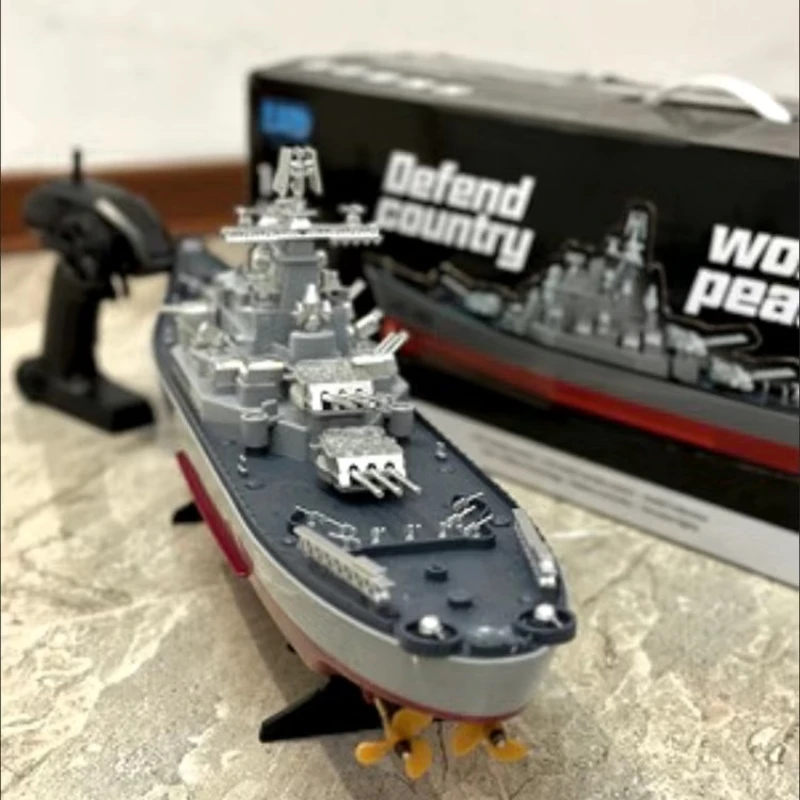 23.6inch 1:390 Scale Remote Control Battleship Warship Boats Large Rc Ship Electric Simulation Battle Military Game Toy Boys Gif