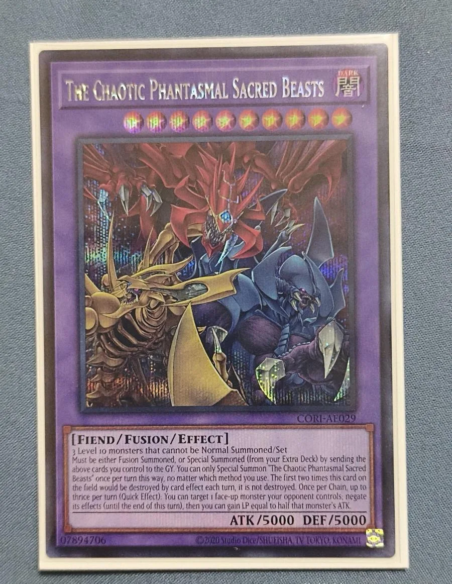 Yugioh KONAMI Duel Monsters CORI-AE029 The Chaotic Phantasmal Sacred Beasts Secret Asian English Collection Mint Card