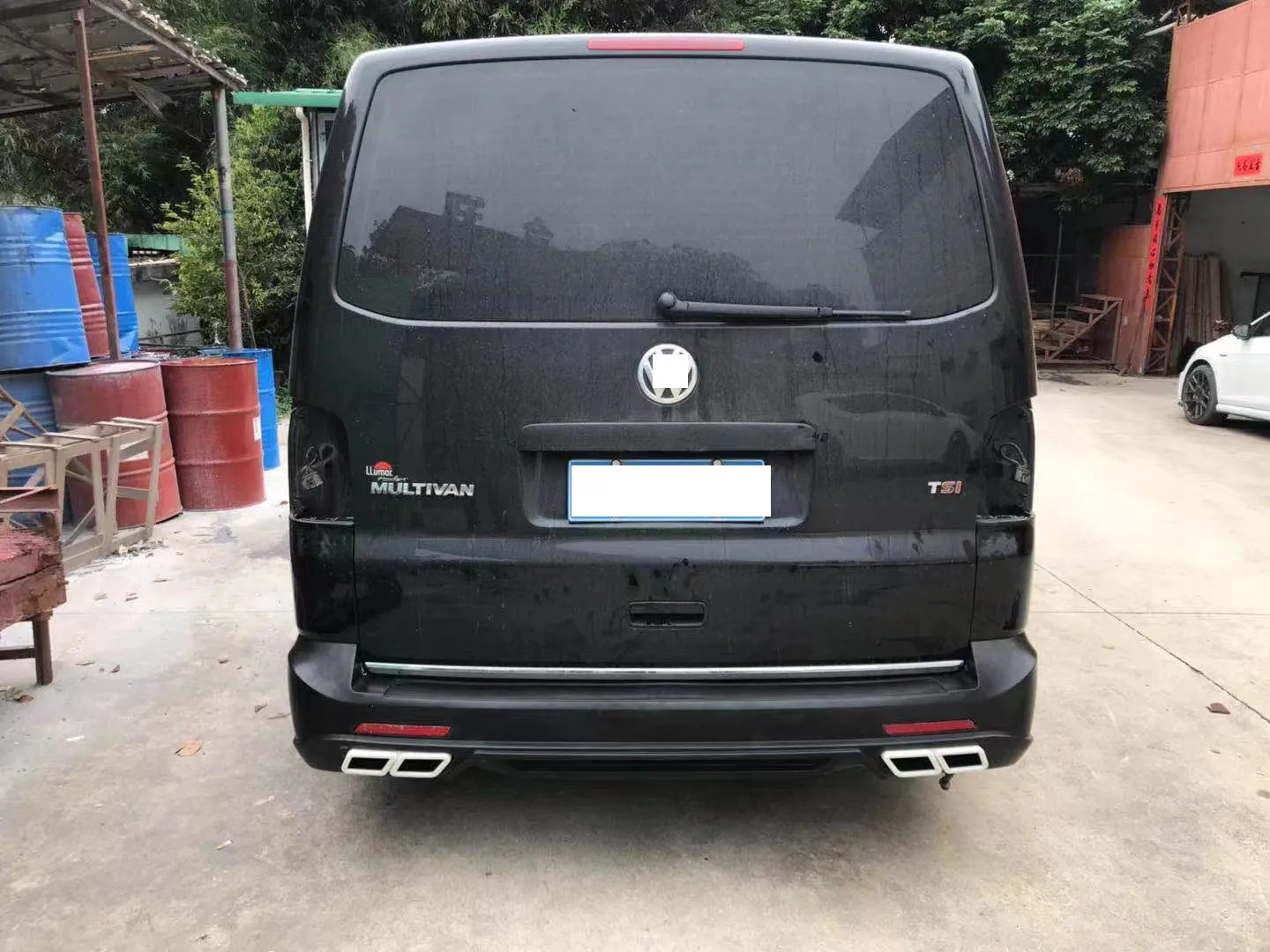 For 2012 to 2014 VW Multivan T5 Modification AB Bodykit Primer Black Grille LED DRL Front Spoiler Rear Lip Roof Spoiler