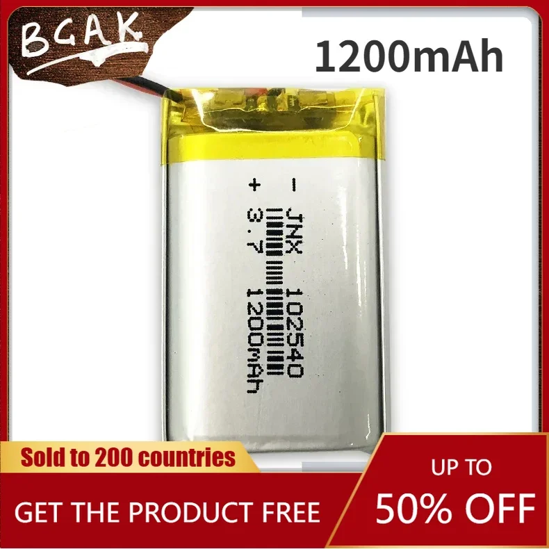 Hot Free Shipping BCAK 102540 Battery 3.7V 1200mAh Rechargeable Li-Polymer Li-ion Battery for Mp3 Mp4 Mp5 Toys DVR GPS PDA Power