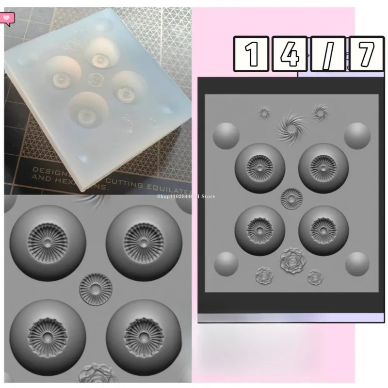 Full-size Resin Eye Mold 2D Eye Fundus Self-made Material DIY Anime Doll Engraved Eye Beads Decoration Transparent Silicone Mold