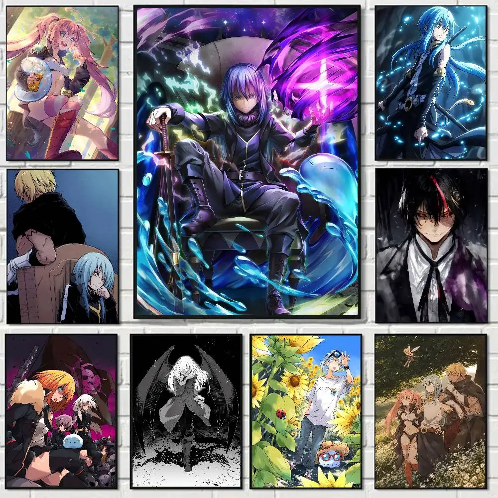 Anime That Time I Got Reincarnated As A Slime Funny Cute Cartoon Posters Prints Painting Wall Art Picture Living Room Home Decor