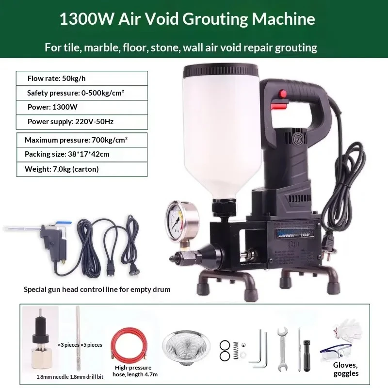 for JH Professional 1300W Grouting Machine Kit for Tile Wall Marble Hollow Repair with Alloy Pump And Gun Included