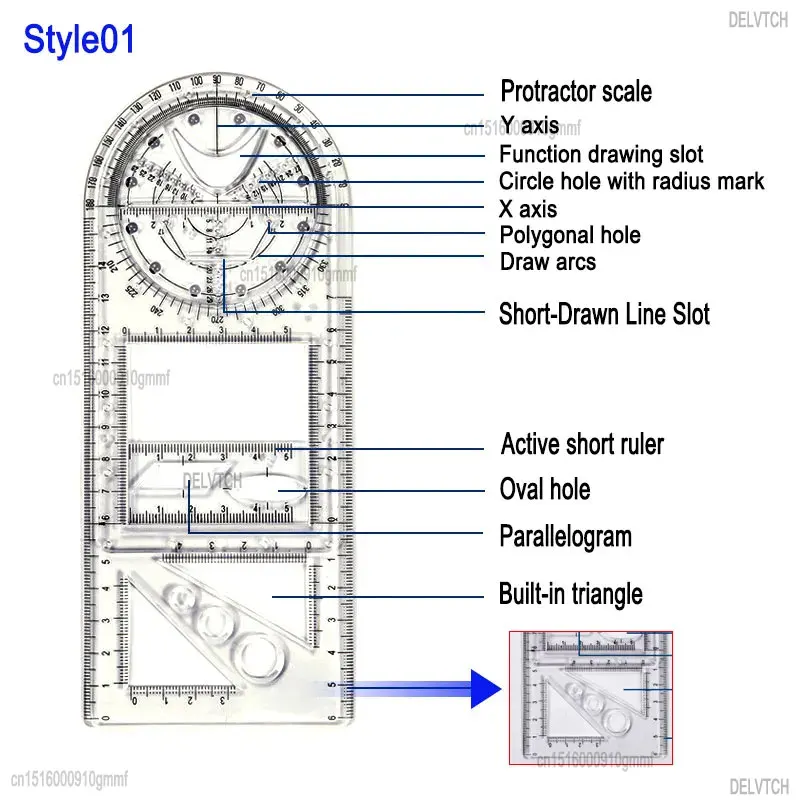 Imagem -04 - Régua de Modelo Rotatable Fast Drawing Art Design Construção Arquiteto Geometria Estéreo Elipse Elaboração Escala de Medição