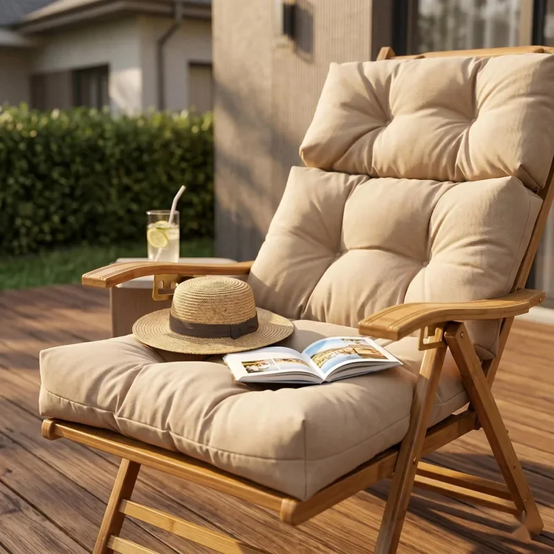 Waterproof Outdoor Garden Chair Cushion Backrest Folding Chair Cushion For Patio Rocking Chair Cozy Seat Cushion For Adults