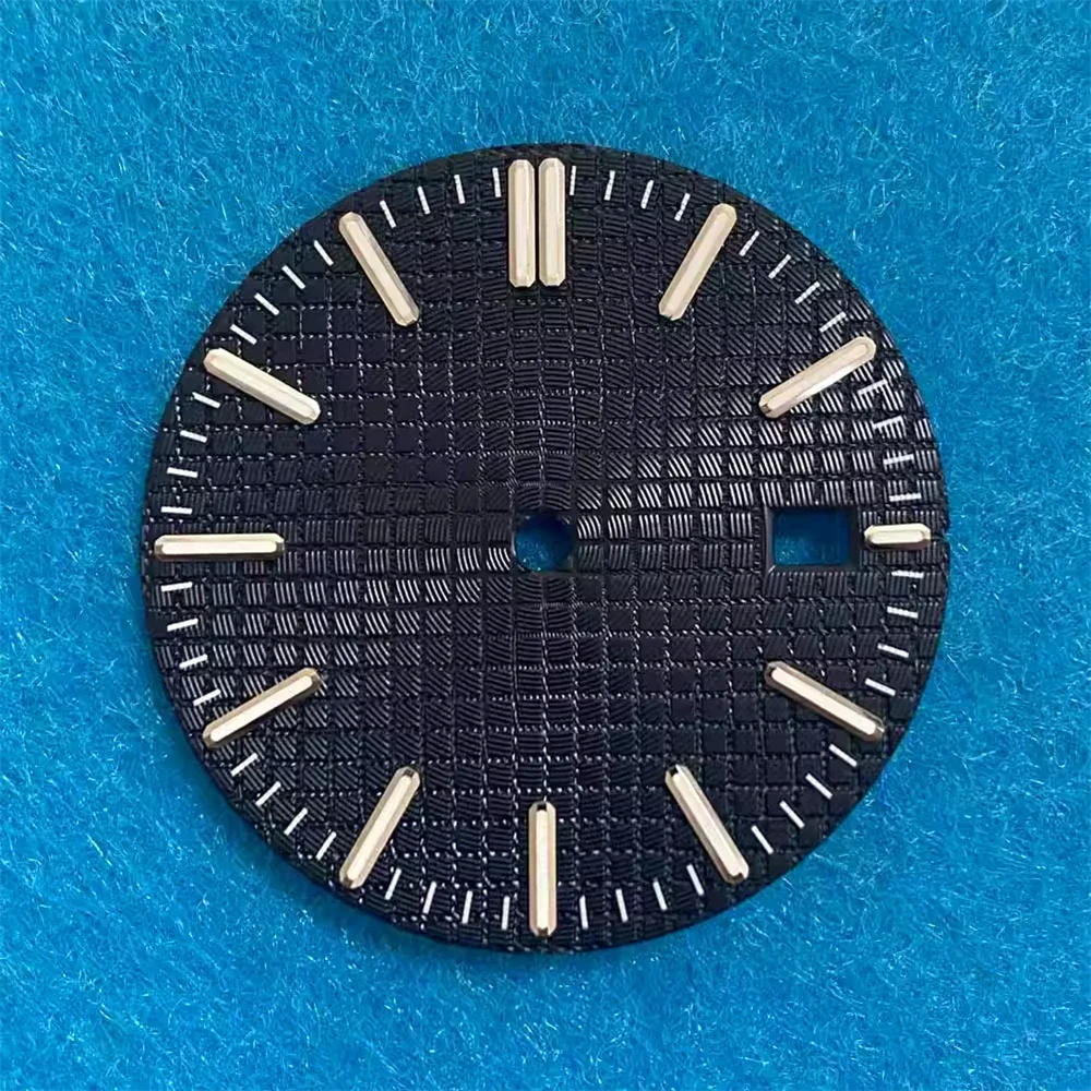 Watch parts Silver Nails/Rose Nails Watch Dial 31.8mm, Silvery White/Black/Blue Dial, for NH35 Automatic Movement Green Luminous