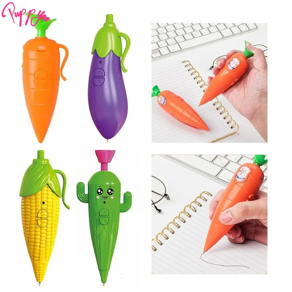 แครอทมะเขือยาวตลกเครื่องบันทึกเสียงปากกาข้าวโพดแคคตัสแปลกน่ารักปากกาลูกลื่นเขียน Graffiti 2 in 1 60S เครื่องบันทึกเสียง