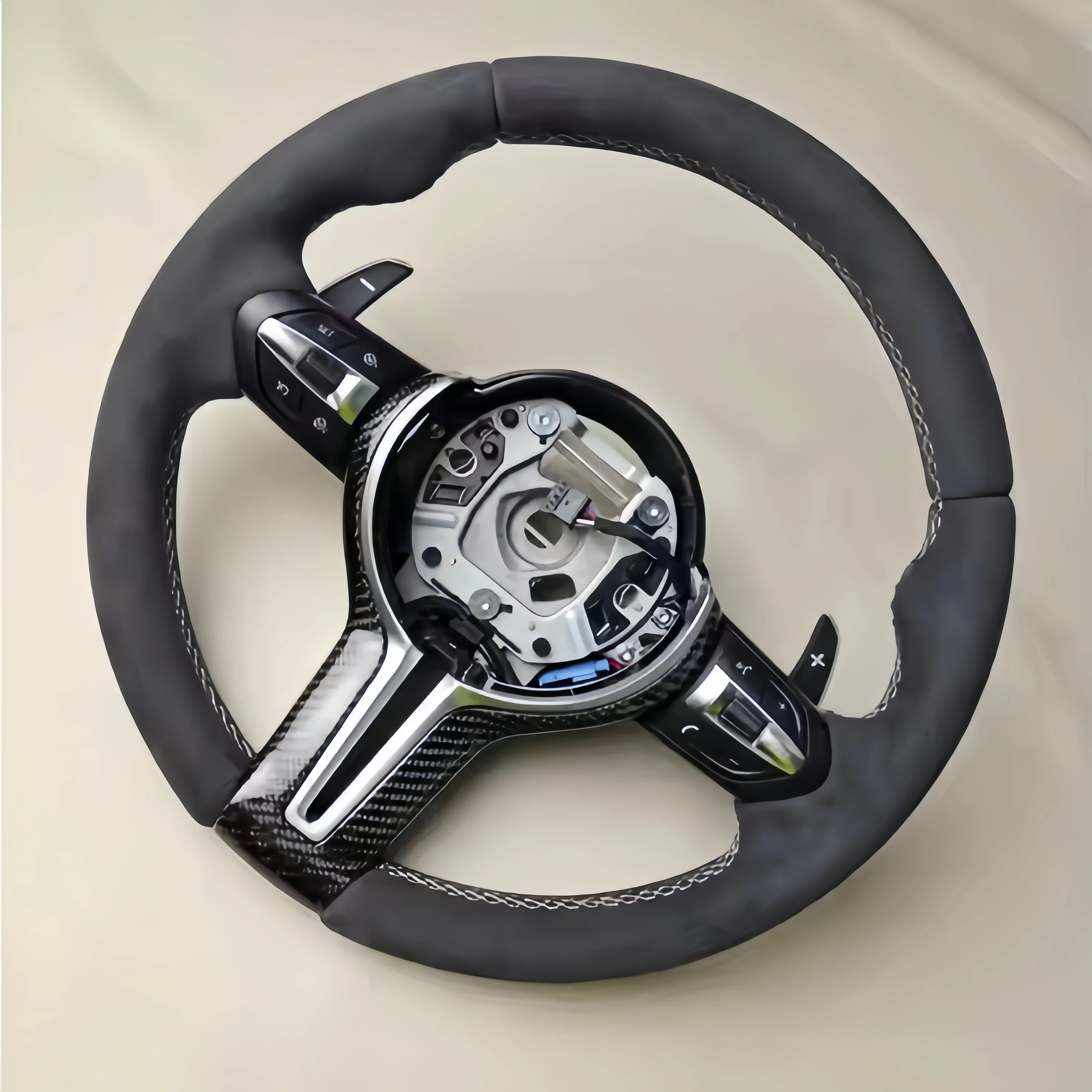 Full Black Suede Carbon  M Sport Steering Wheel for BMW F Series F10 F30 F31 F32 F20 E92 E60 X6 E71 X5 E70 M3 M4 M5 M6