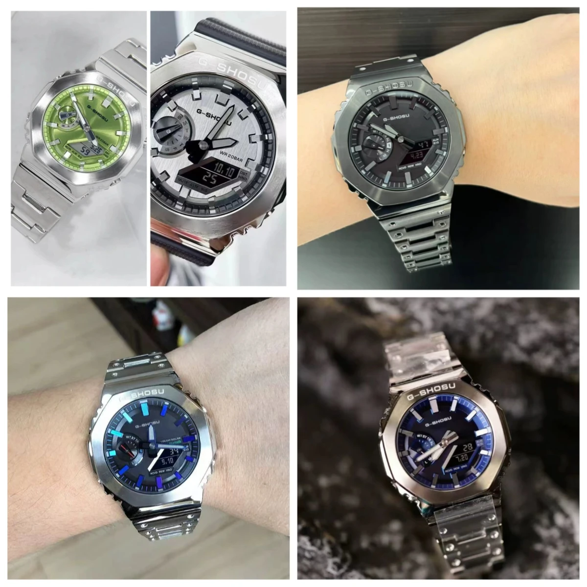 ساعة رقمية LED للجنسين كاملة الوظائف بالتوقيت العالمي وشاشة مزدوجة ومصباح يدوي تلقائي مقاوم للماء