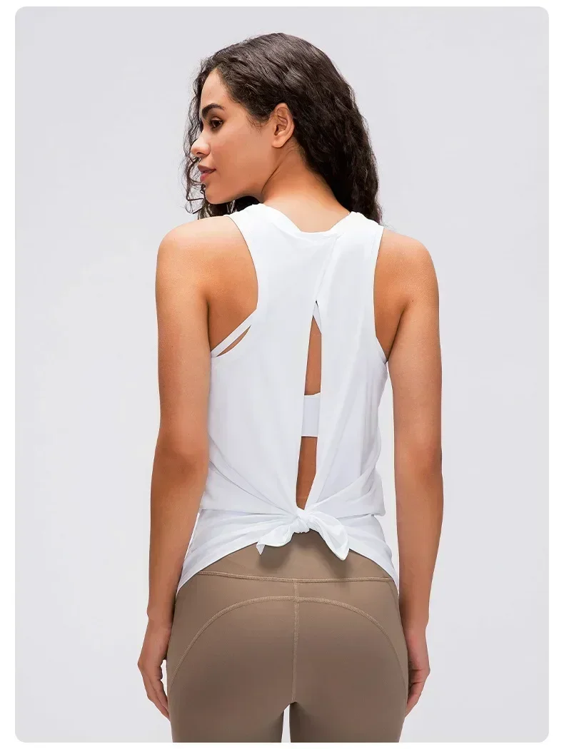 Lemon Women Activewear Naked-Feel Athletic Vest Open Back Yoga 4way Stretch Fabric Sexy Sleeveless Blouse Sport Fitness Tank Top