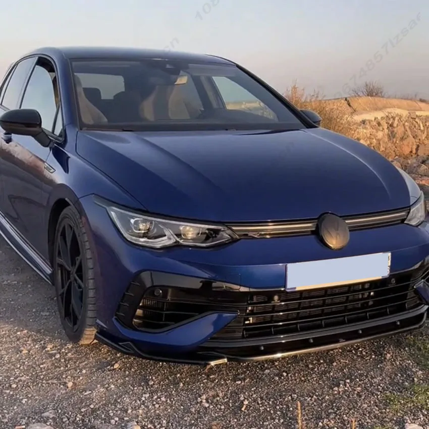 لفولكس واجن جولف 8 MK8 R 2020-2024 ماكستون نمط سيارة الجبهة حافة مصد السيارة الفاصل المفسد الناشر الجسم أطقم ضبط لمعان أسود