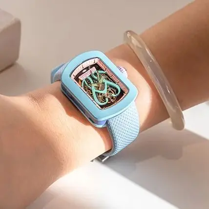 

CRONUSART Women Automatic Watch 29mm Tonneau Ladies Mechanical Wristwatch Carbon Steel Case Luminous Skeleton Dial