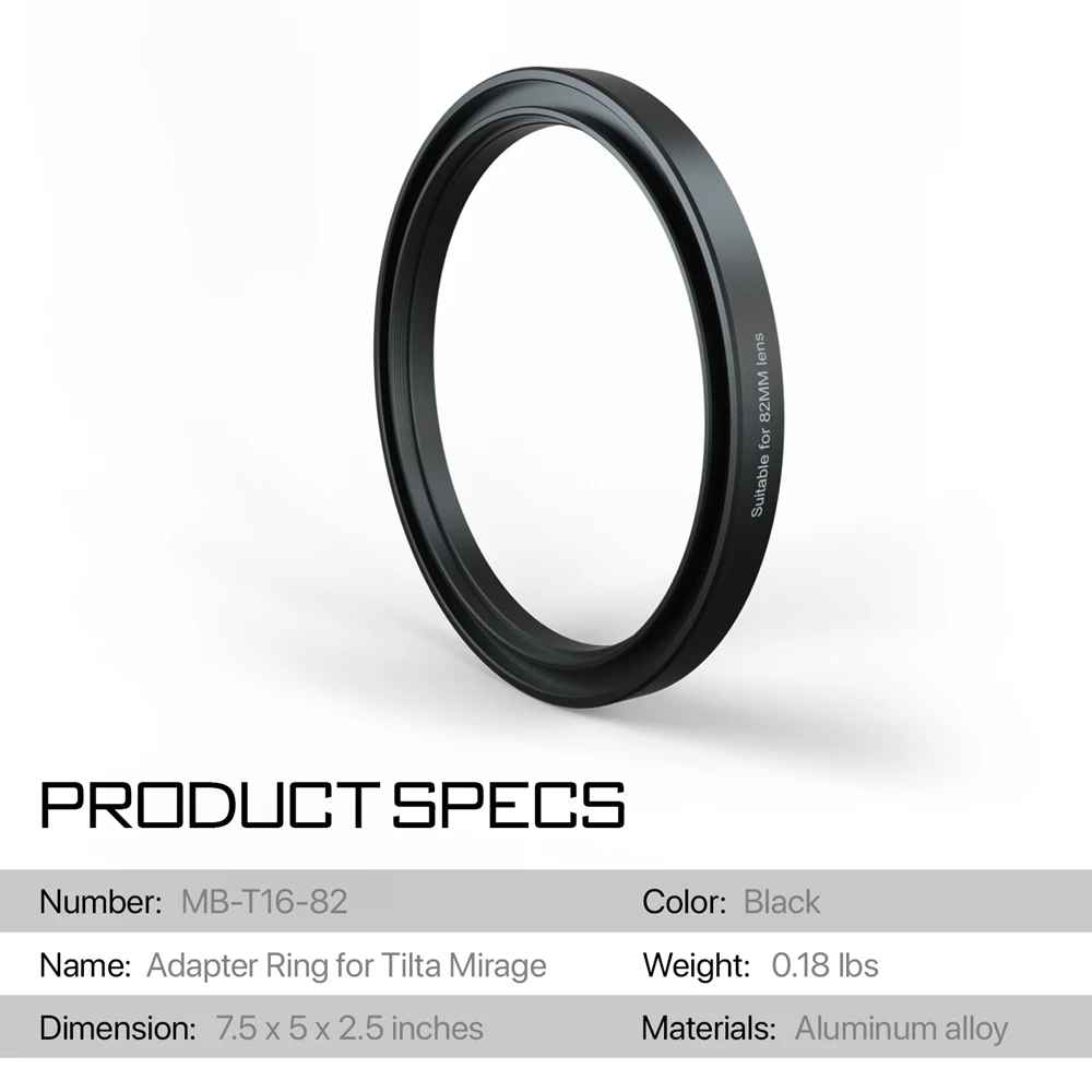 TILTA MB-T16 Lens Adapter Ring 4x5.65 Mirage Matte Box VND Accessories 52mm 55mm 58mm 62mm 67mm 72mm 77mm 82mm 86mm Ring