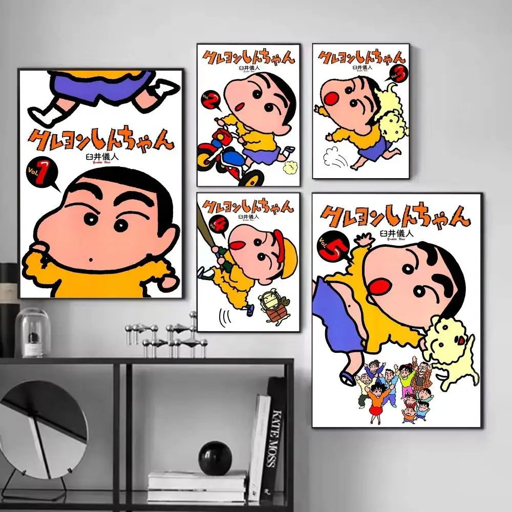 Japanese Anime Crayon Manga S-Shin-chan Posters Fancy Wall Sticker for Living Room Bar Decoration Wall Decor