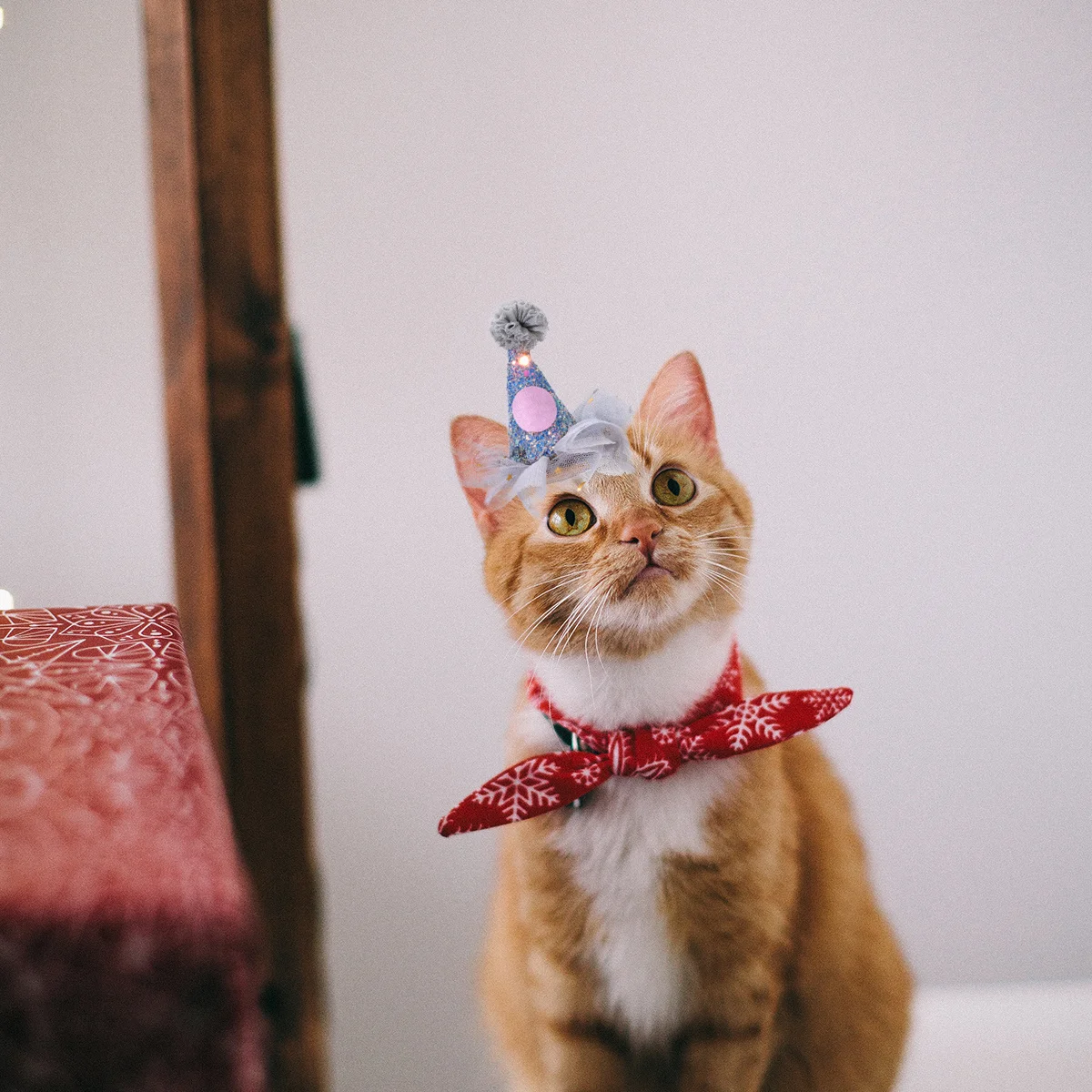 

2Pcs Pet Christmas Hats Elastic Adjustable Cosplay Pointed Hat Soft Comfortable for Puppy Cat Birthday Party Pet Christmas Hat