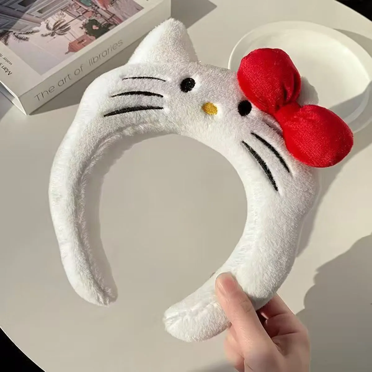 MINISO Cartoon Anime Sanrio Hello Kitty Plüsch Stirnband Gesicht waschen Haarbänder Schleife Plüsch Haare Zubehör Mädchen Geschenke