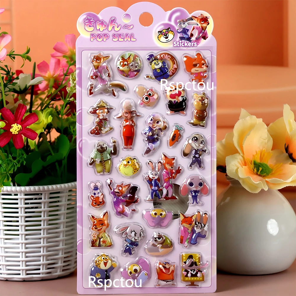 4 قطعة الكرتون مضحك ديزني Zootopia ثلاثية الأبعاد ملصقات الإغاثة لطيف الإبداعية فقاعة ملصق DIY بها بنفسك حقيبة الثلاجة الهاتف مكافأة الشارات الهدايا #6