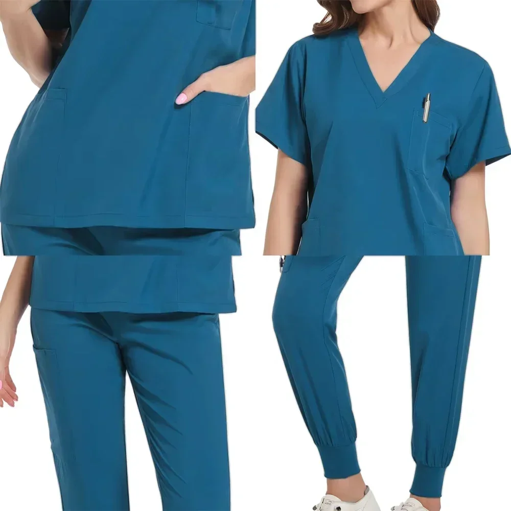 New Arrival Custom Women Nursing Scrub Straight Leg Pants Set Hospital Doctor Sets Women Stylish Slim Fit Hospital Scrub Uniform