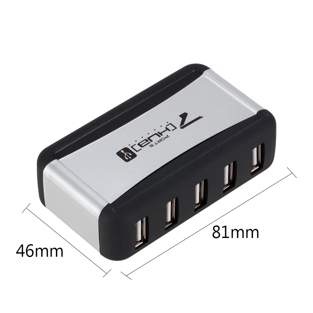 Hub USB 2.0 vertical de 7 portas Multi USB Splitter com adaptador de alimentação Acessórios para PC