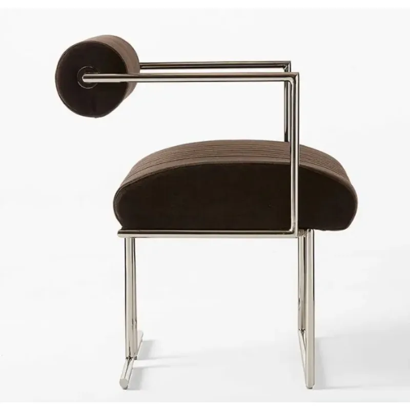 Mid-Century Modern Accent Chair Stainless Steel Frame Upholstered Seat for Dining Study Vanity Room