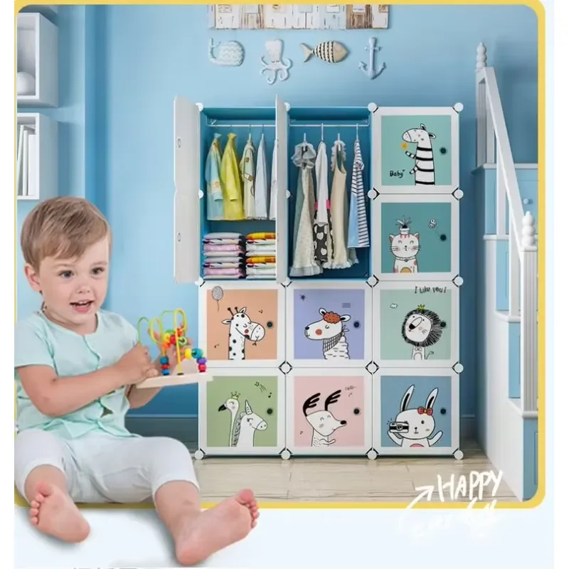 Small Plastic Wardrobe for Kids Simple Storage Cabinet for Baby Clothes Bedroom Organizer for Boys and Girls