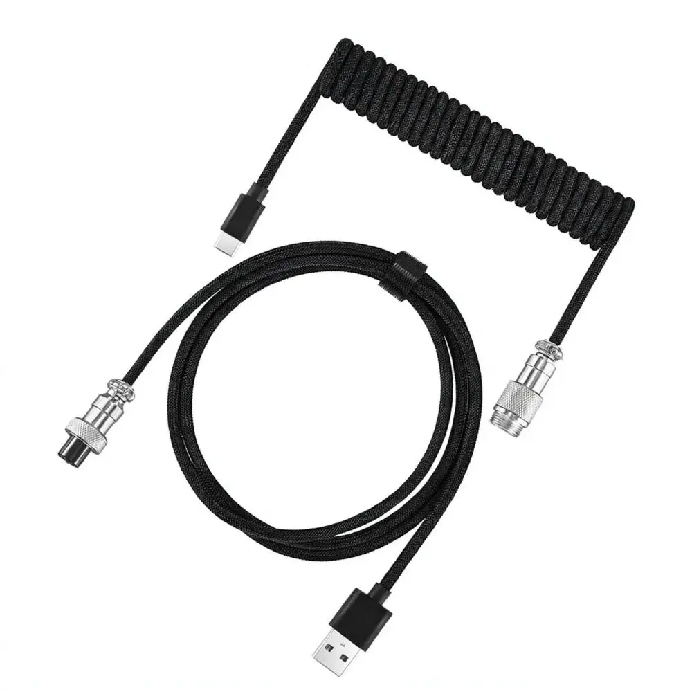 Coiled Aviator Cable For Mechanical Keyboard Detachable USB Data Cord Custom Flexible Gaming Setup Wire Spring