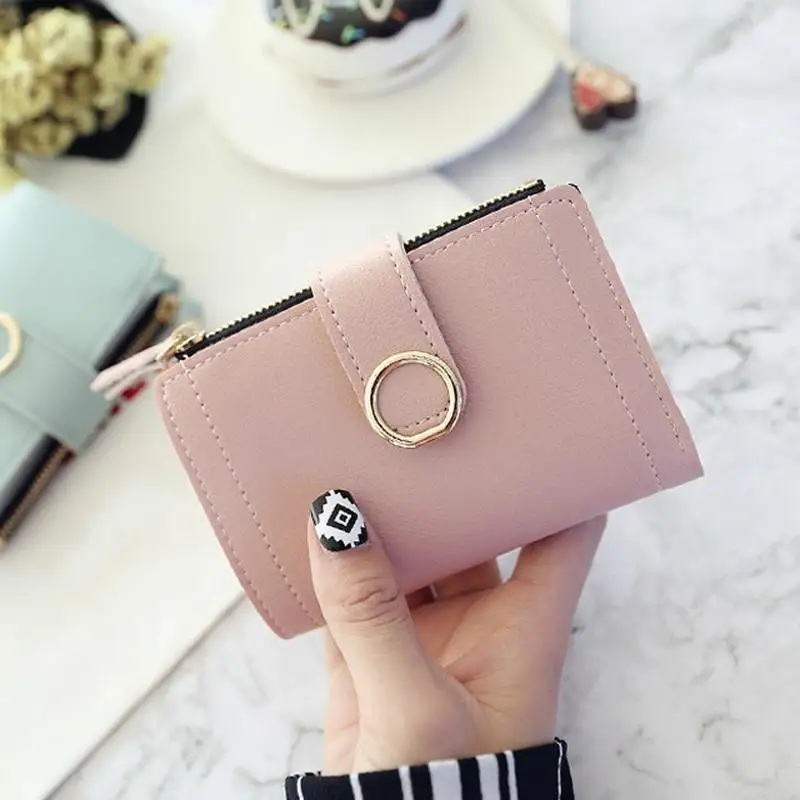 Simple New Women Small Leather Wallet Multi Card Holder Purse Portable Money Clip Ladies Daily Coin Cash Storage Bag Accessory