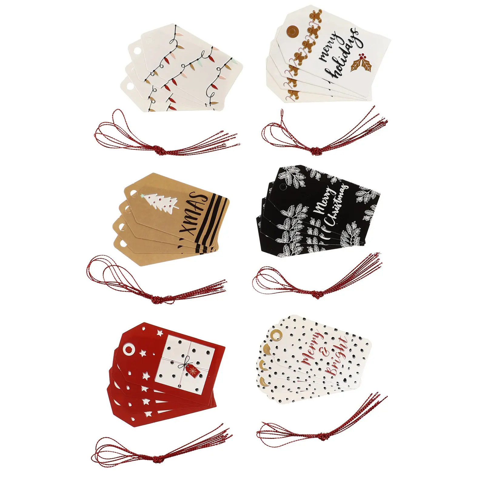 24 Pcs Decor Christmas Ornaments Decoration Decorations Decorative Tag Present Festive Hanging Cards