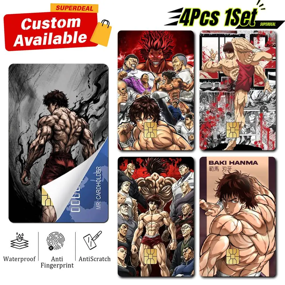 H-Hanma Anime Grappler B-Baki  Card Stickers for Bank Access Protective Waterproof Film Cover Sticker Gift