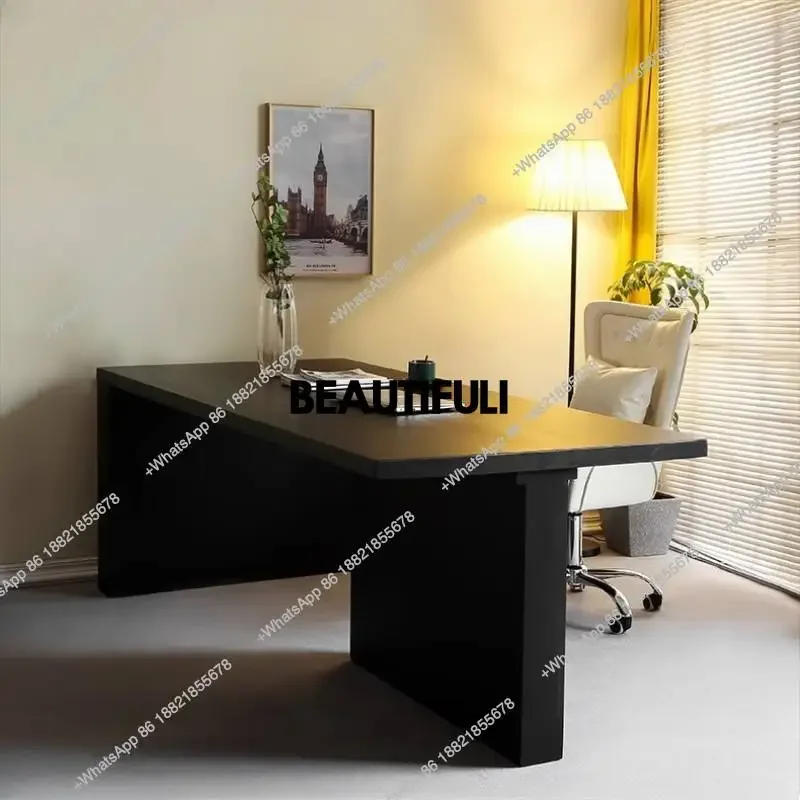 

E182 Деревянный офисный стол руководителя с большим черным компьютерным столом для хранения, современный роскошный компьютерный стол, мебель для кабинета