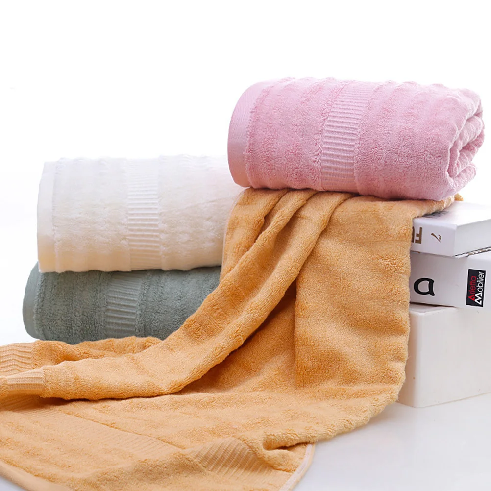 

Soft Bamboo Fiber Bath Towel with Cotton Wave Pattern High Water Absorption Quick Dry for Travel Beach Bath Home Use