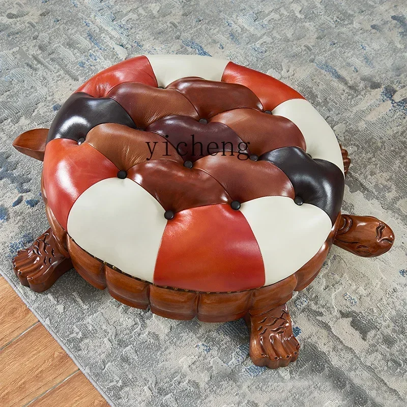 B1 American Solid Wood Sofa Stool Living Room Leather Turtle Low Stool Creative Lucky Sofa Pedal