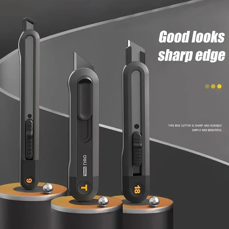 

Snap-off Utility Knife Retractable Box Cutters 9mm 18mm High Carbon Steel Blades Auto Lock, for Office Supplies Stationery