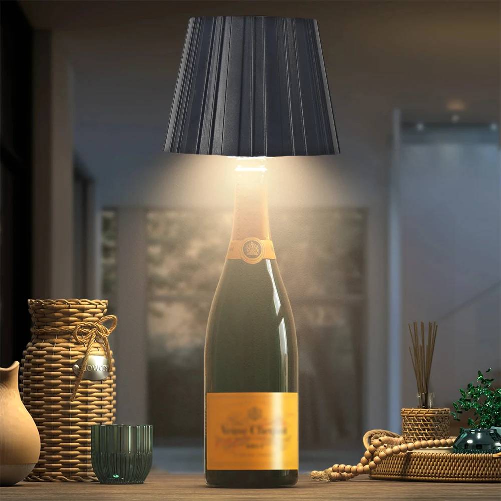 Metal Dimmable Bottle Lamp Rechargeable 3 Colors Dimmable Wine Bottle Decorative Light Touch Control for Family Restaurant & Bar