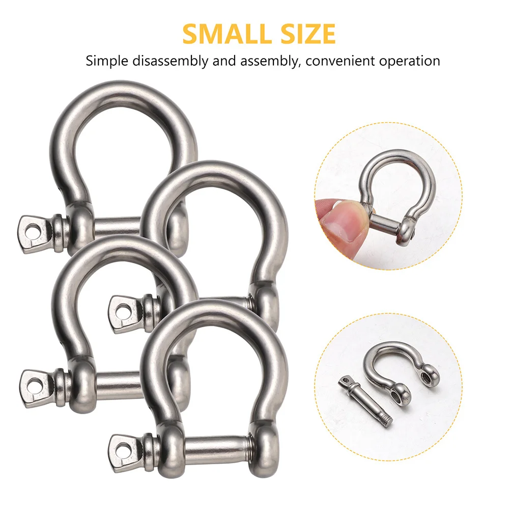 8 Pcs Bow BUCKLE Horseshoe Shape Design Shackles สแตนเลส D-Shackle โลหะทนทานล็อคเงินสําหรับยก