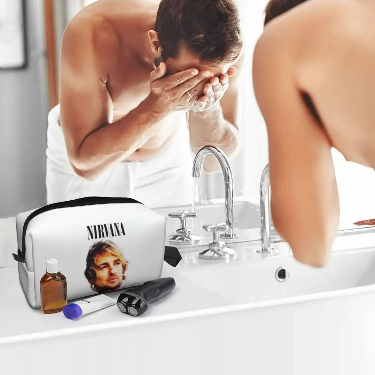 حقيبة مكياج مضحكة من أوين ويلسون، منظم مستحضرات التجميل، مجموعة أدوات التخزين، حقيبة مستحضرات التجميل للنساء، مقلمة للسفر