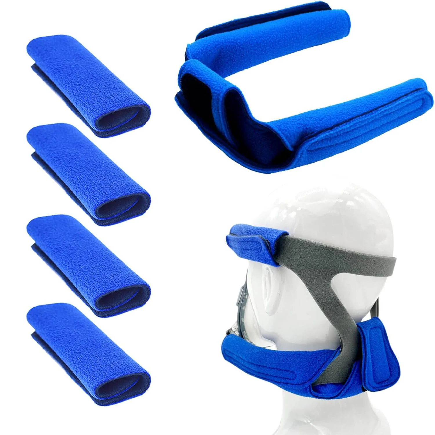 

Набор из 4 чехлов для ремней масок CPAP + 1 подушечка для шейного ремня, комфортные чехлы для ремней головного убора для полнолицевых масок, аксессуары и принадлежности